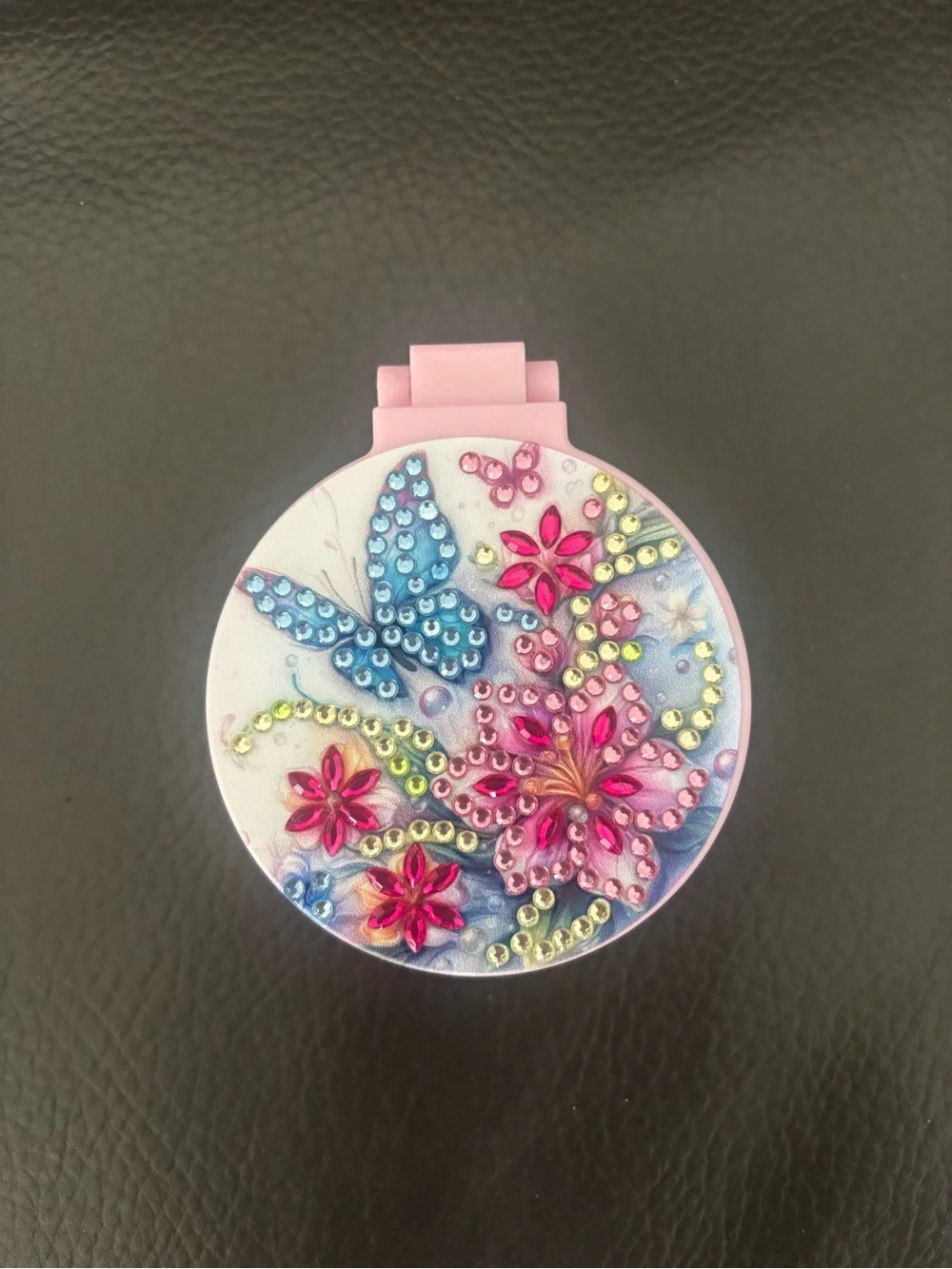 Hand Crafted Pink Compact Mirror Comb Combo